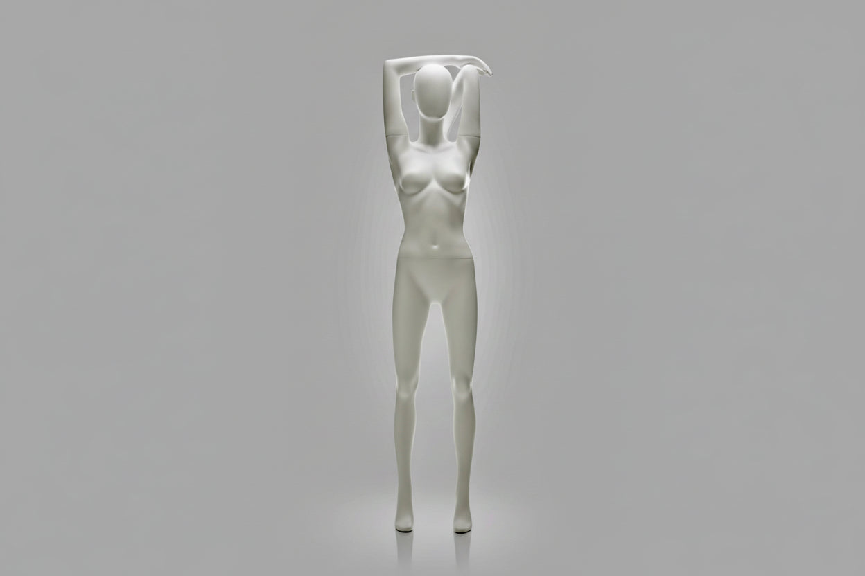 Female Sports FX Mannequin - Arms Behind Head Pose (Light Grey)