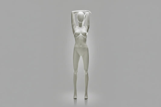 Female Sports FX Mannequin - Arms Behind Head Pose (Light Grey)