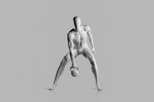 Male Fitness Mannequin with Kettlebell - Light Grey (7046)