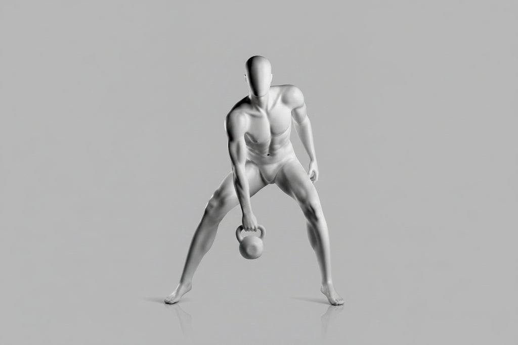 Male Fitness Mannequin with Kettlebell - Light Grey (7046)
