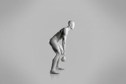 Male Fitness Mannequin with Kettlebell - Light Grey (7046)