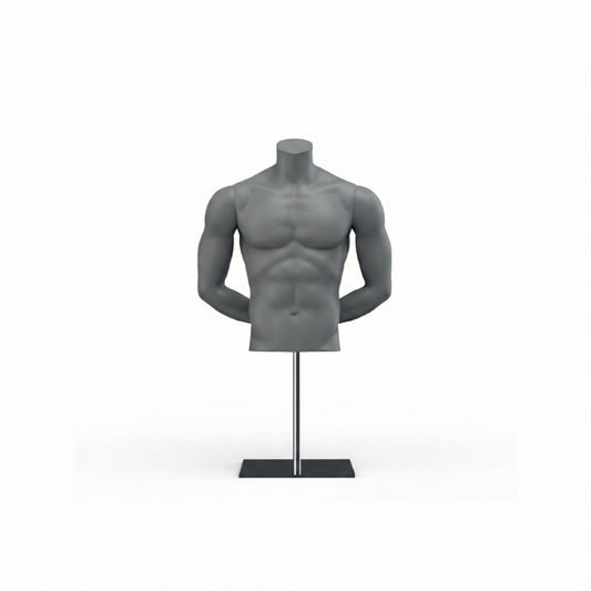Men’s Bust Mannequin with Base & Pole - Dark Grey (7043)