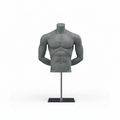 Men’s Bust Mannequin with Base & Pole - Light Grey (7046)