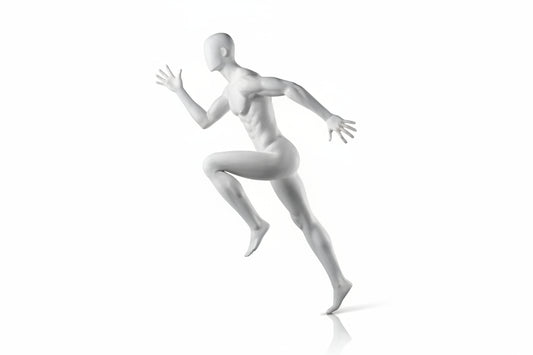 Male Sprinter Mannequin with Base & Pole - Light Grey (7046)
