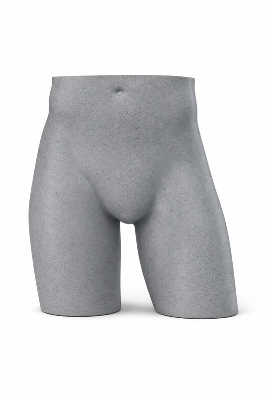 Male Hips Mannequin with Base & Pole - Grey Brush Effect