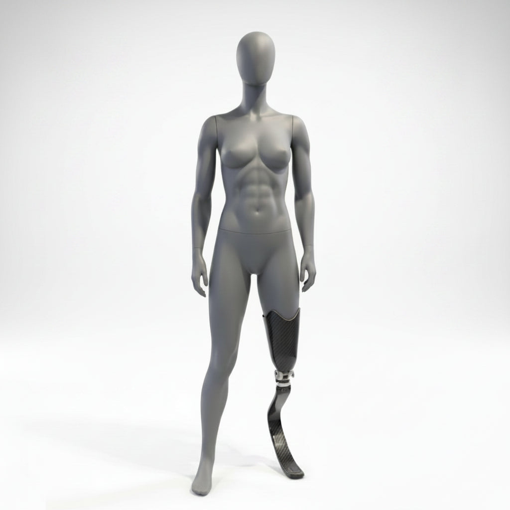 Female Blade Runner Mannequin (Paralympic Style) - Light Grey (7046)
