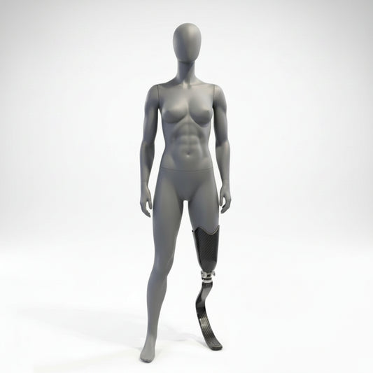 Female Blade Runner Mannequin (Paralympic Style) - Light Grey (7046)